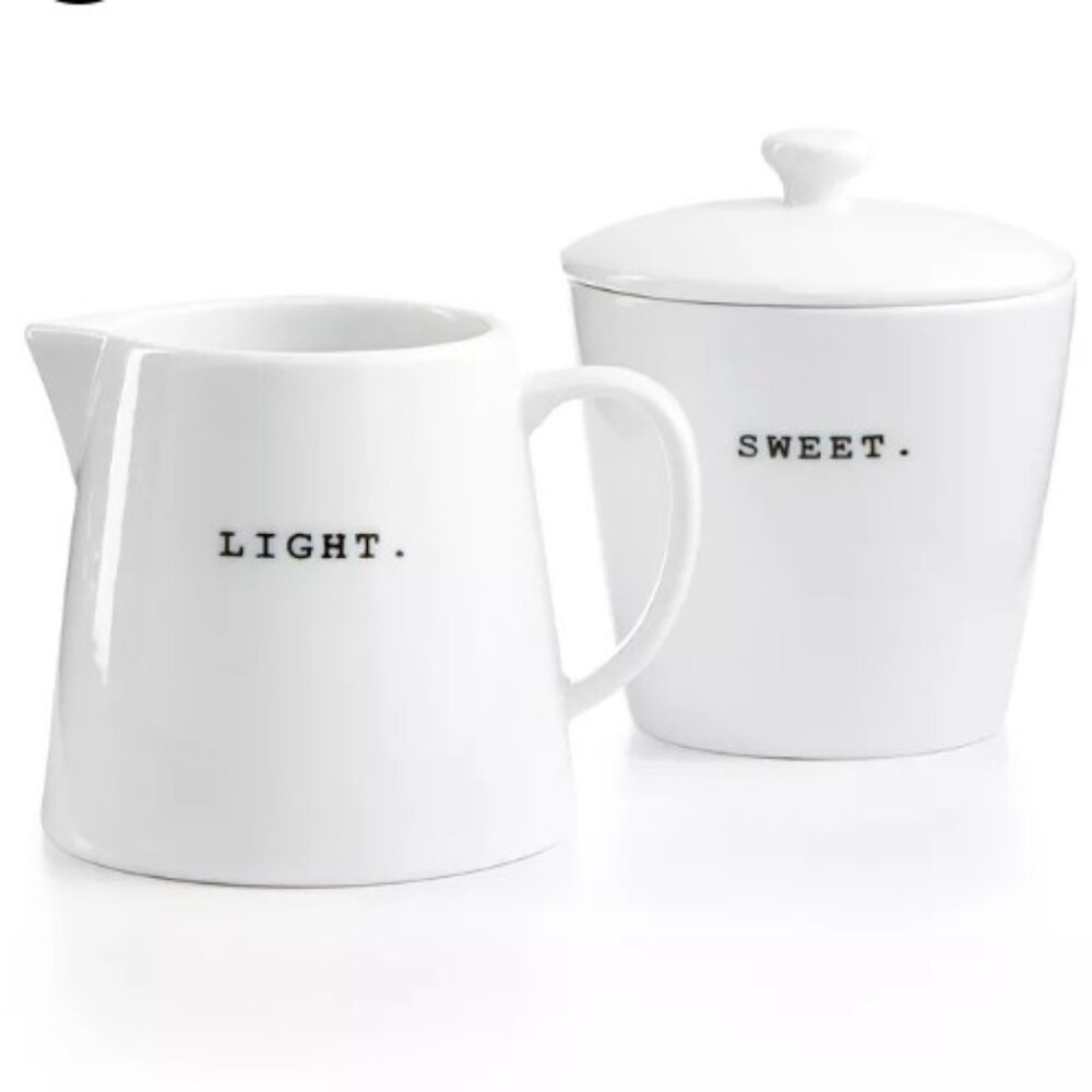 Whiteware Words Collection Light & Sweet Sugar & Creamer Macy's